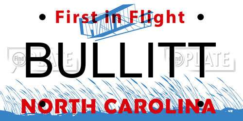 BULLITT North Carolina License Plate