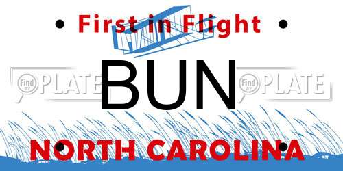 BUN North Carolina License Plate