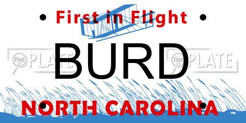 BURD North Carolina License Plate