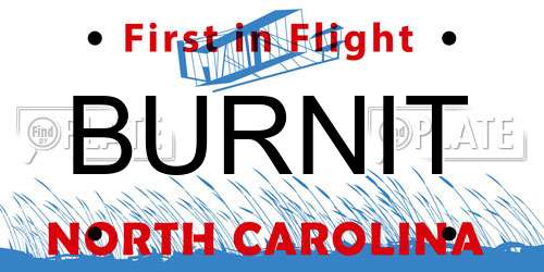 BURNIT North Carolina License Plate