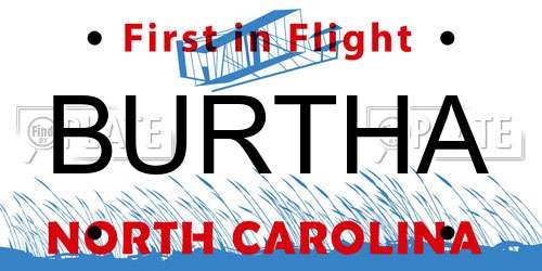 BURTHA North Carolina License Plate