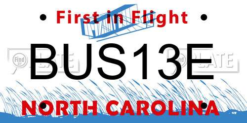 BUS13E North Carolina License Plate