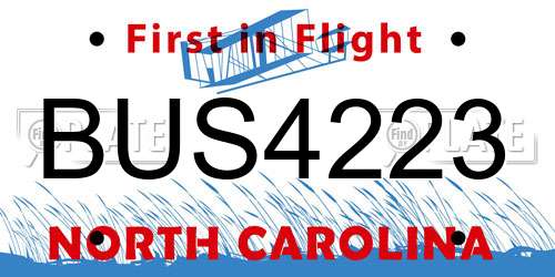 BUS4223 North Carolina License Plate