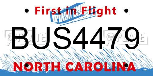 BUS4479 North Carolina License Plate