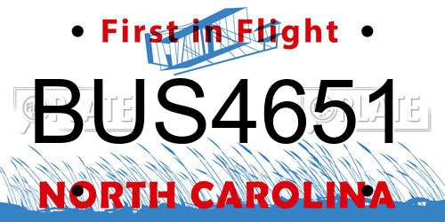BUS4651 North Carolina License Plate