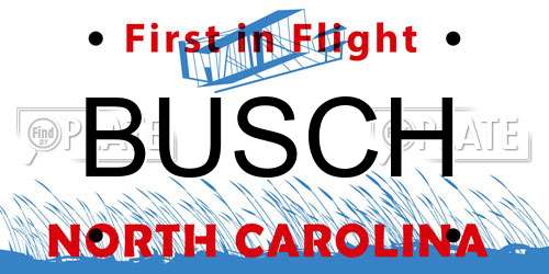 BUSCH North Carolina License Plate