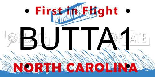 BUTTA1 North Carolina License Plate