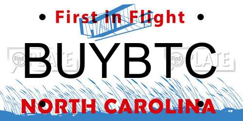 BUYBTC North Carolina License Plate