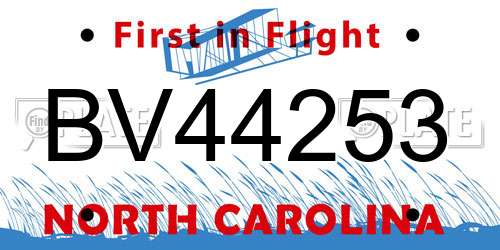 BV44253 North Carolina License Plate