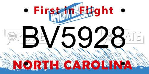 BV5928 North Carolina License Plate