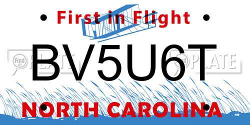 BV5U6T North Carolina License Plate