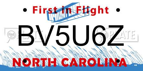 BV5U6Z North Carolina License Plate