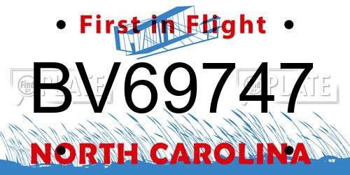 BV69747 North Carolina License Plate