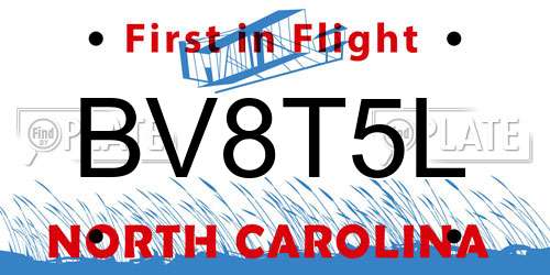 BV8T5L North Carolina License Plate