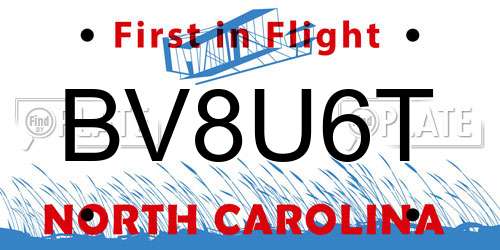 BV8U6T North Carolina License Plate