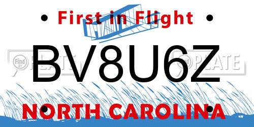 BV8U6Z North Carolina License Plate