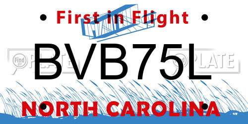 BVB75L North Carolina License Plate