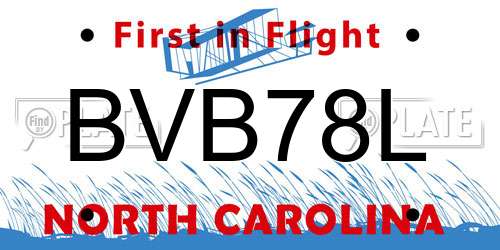 BVB78L North Carolina License Plate