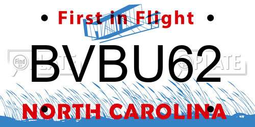 BVBU62 North Carolina License Plate