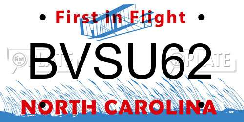 BVSU62 North Carolina License Plate