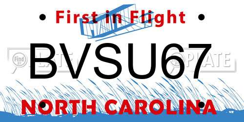BVSU67 North Carolina License Plate