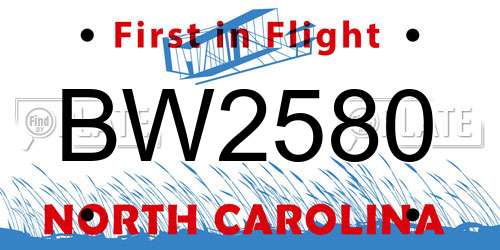 BW2580 North Carolina License Plate
