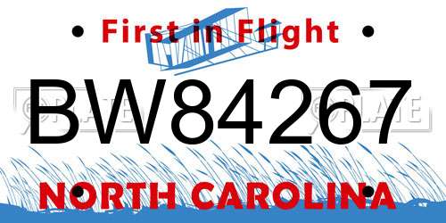 BW84267 North Carolina License Plate