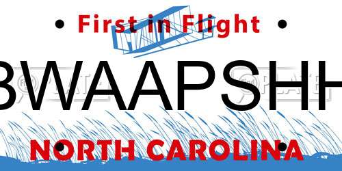 BWAAPSHH North Carolina License Plate