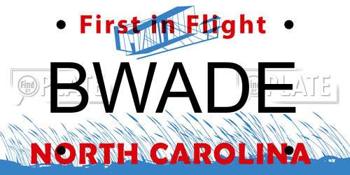 BWADE North Carolina License Plate