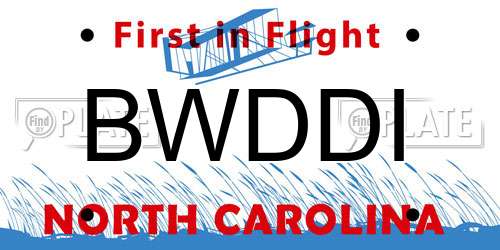 BWDDI North Carolina License Plate