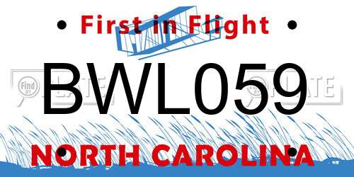 BWL059 North Carolina License Plate