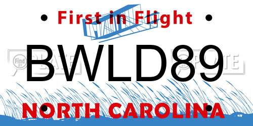 BWLD89 North Carolina License Plate