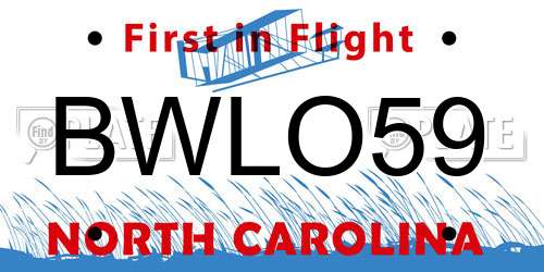 BWLO59 North Carolina License Plate