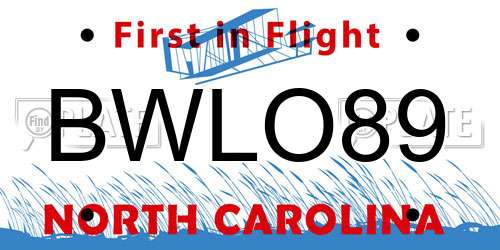 BWLO89 North Carolina License Plate