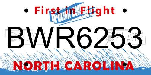 BWR6253 North Carolina License Plate