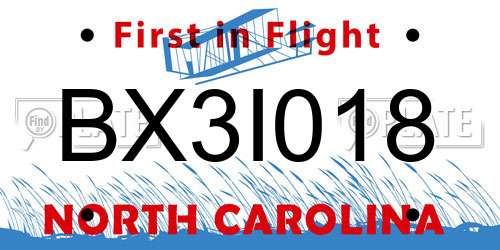 BX3I018 North Carolina License Plate