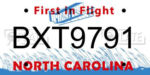 BXT9791 North Carolina License Plate