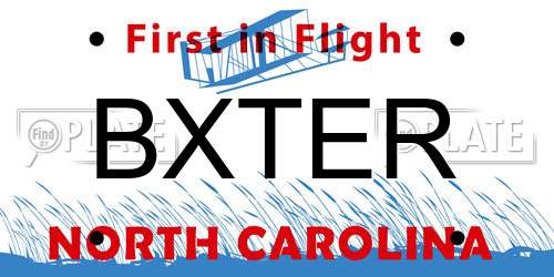 BXTER North Carolina License Plate