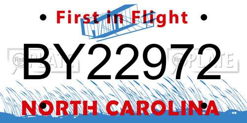 BY22972 North Carolina License Plate