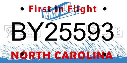 BY25593 North Carolina License Plate