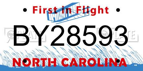 BY28593 North Carolina License Plate