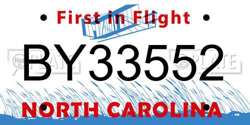 BY33552 North Carolina License Plate