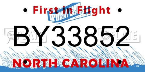 BY33852 North Carolina License Plate