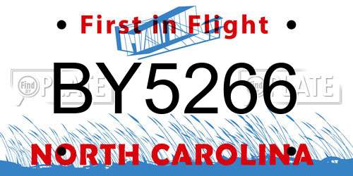 BY5266 North Carolina License Plate