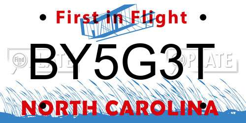 BY5G3T North Carolina License Plate
