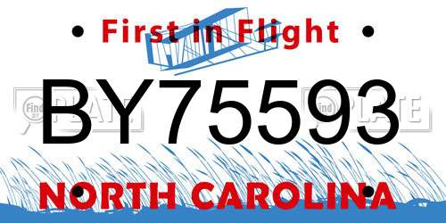 BY75593 North Carolina License Plate