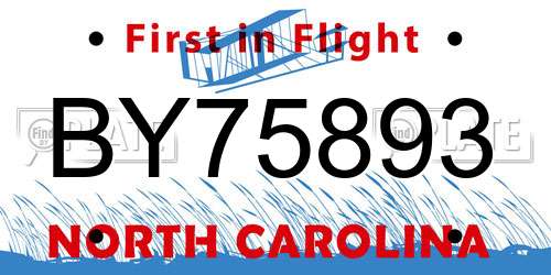 BY75893 North Carolina License Plate