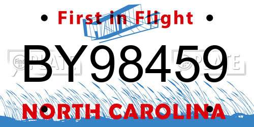 BY98459 North Carolina License Plate