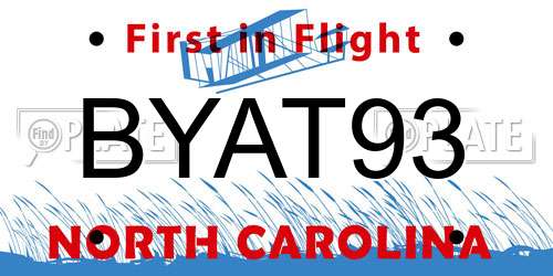 BYAT93 North Carolina License Plate