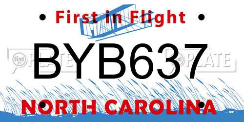 BYB637 North Carolina License Plate